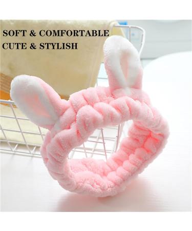 KEYRI 2 Pieces Face Wash Headband Spa Headbands Elastic Hair Band Bunny Ears Hair Bands Makeup Headbands Coral Fleece Headband Cute Wash Hair Band Bath Shower Head Wraps for Women Girls (Pink+Grey) - Buy Online on GoSupps.com