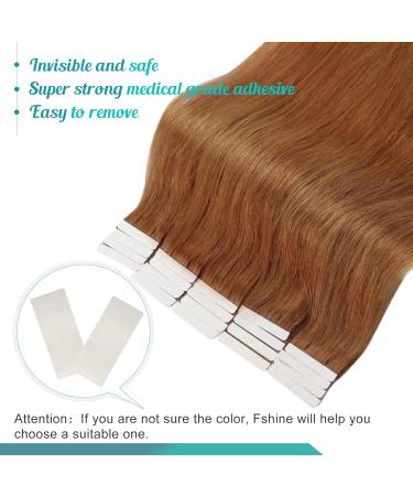 Fshine 40cm Copper Red Seamless Hair Extensions - 20 Piece Skin Shot Double-Sided Tape #330 | 50g Quality International Shipping - Buy Online on GoSupps.com