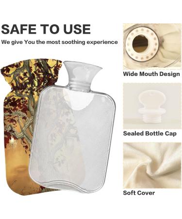 Naanle Hot Water Bottle with Lid - Tree in Golden Landscape | 1L Heat Bottle for Back Pain Relief & Warmth | Ideal Hand & Foot Warmer & Cold Therapy - Buy Online on GoSupps.com