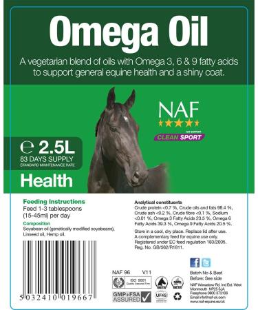 Natural Animal Feeds NAF Omega Oil 2.5 l (Pack of 1) - Buy Online on GoSupps.com