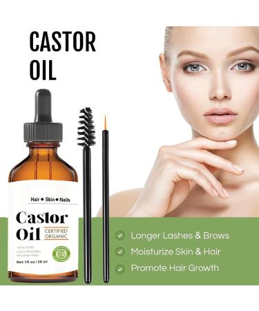 Organic Castor Oil for Eyelashes and Eyebrow Growth 30ML Cold Pressed Castor Oil for Hair Growth Nails & Skin Pure Naturals Cold Pressed Hair Growth Oil for Women Men - Buy Online on GoSupps.com