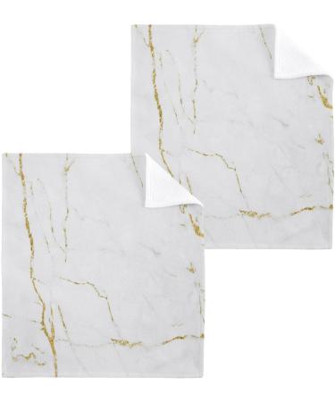 SUABO White Marble Gold Print Washcloths Set 6 - Absorbent & Quick Drying Fingertip Towels for Bathroom, Spa, Gym & Kitchen - Buy Online on GoSupps.com