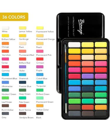 Bianyo 36 Colors Watercolor Paint Set with Brushes, Paper, Swatch & Pouch - Buy Online on GoSupps.com
