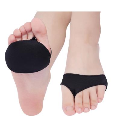 Lophe baler forefoot fabric forefoot pads for women men reusable forefoot cushion non-slip Feetly solo football midfoot pillow high heels inserts pads (black-S)