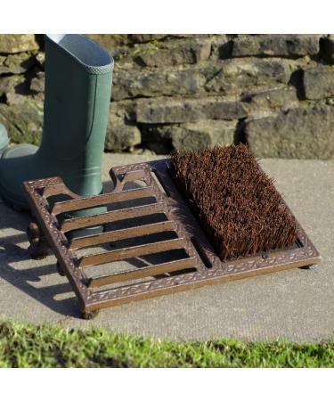 Double Boot Brush: Heavy Duty Recycled Cast Iron Scraper with Coir Fibre Bristles - Free Standing Cleaner - Buy Online on GoSupps.com