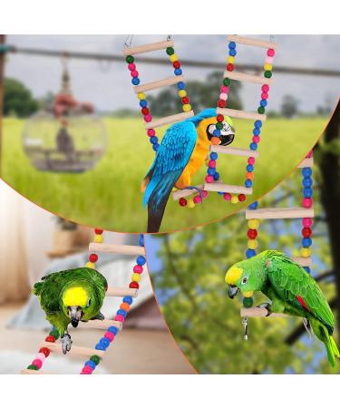 Natural Wood 10-Ladder Bird Ladder Bridge Set for Small Birds - Swing and Climbing Toys for Parakeet, Cockatiel, Finch, Lovebird, and more - Buy Online on GoSupps.com