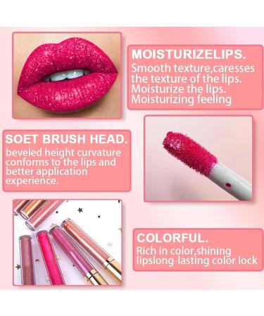Metallic Liquid Diamond Glitter Lipstick Set - Shimmer High Pigment Waterproof Lip Gloss Makeup Kit #A Size #10 - Long Lasting Beauty - Buy Online on GoSupps.com