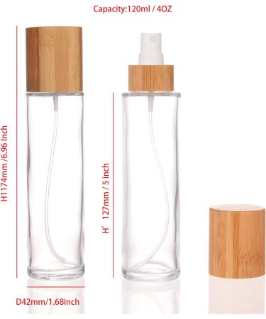 COSIDEA 4 pcs Empty 4oz /120ml bamboo lid clear glass spray bottle with fine mist despenser head for liquid perfume toiletries containers toner bottles 120ml Clear - Buy Online on GoSupps.com