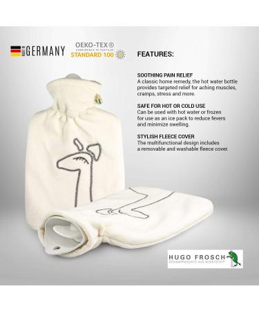 Burst Resistant Hot Water Bottle with Fleece Cover - Pain Relief for Muscle Aches, Menstrual Cramps & Flu Symptoms - 1.8 L White Deer Design - Buy Online on GoSupps.com