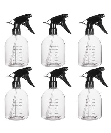 Pack of 6 Empty Plastic Spray Bottles 17 oz Cleaning Solutions for Hair, Plants, Pets, Cooking, Adjustable Fine Mist to Stream, No-Leak BPA Free