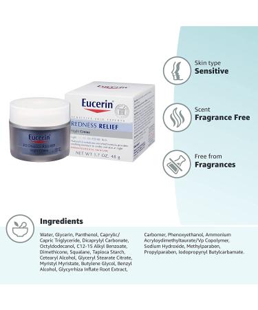Eucerin Redness Relief Night Cream 1.7 oz - Soothing Dermatological Skincare - Buy Online on GoSupps.com