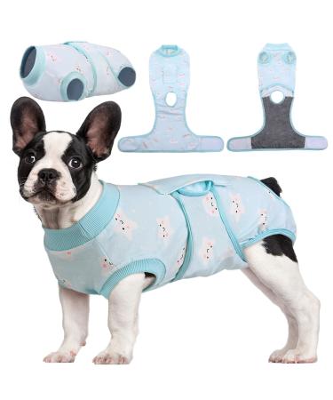 Kuoser Dogebody after op dog body after castration male bitch pet camouflage recreational shirt e-neck band and bowling alternative prevent licking vest for small large dogs (1 Pack) Green star