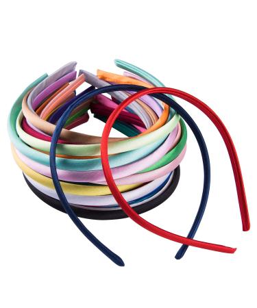 Duufin 30 Pack Satin Plain Headbands for Girls and Women - DIY Craft Headbands in 30 Colors - Multicolored 0.4 Inch - Buy Online on GoSupps.com