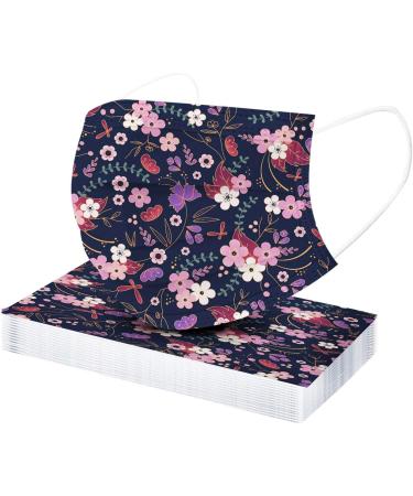 Goddess Accent 50 Pack Disposable Face_Mask Cute Floral Tie Dye Printed Protection for Adults Women - Buy Online on GoSupps.com