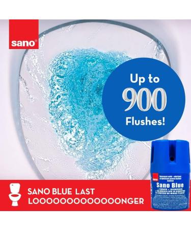 SANO Blue Water Toilet Bowl Cleaner Long Lasting Air Freshener WC Tablet - Cleans Perfumes Hygienic Leaves Water Sparkling Blue Up to 900 Flushes + Coconut Multipurpose Cleaning Sponge (Pack of 1) 1 count (Pack of 1) - Buy Online on GoSupps.com