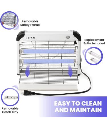 LiBa Electric Bug Zapper Indoor Insect Killer - Powerful 2800V Grid - Includes 2 Extra Replacement Bulbs - Fly and Mosquito Repellent - Easy-to-Clean with Washable Tray - Buy Online on GoSupps.com