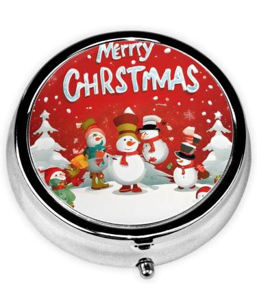 Merry Christmas Mini Round Pill Box | 3 Compartment Travel Organizer | Portable Medicine Case for Home & Office - Buy Online on GoSupps.com