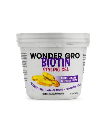 Wonder Gro Biotin Hair Styling Gel  16 fl oz - Non-Flaking  Alcohol-Free  Maximum Hold