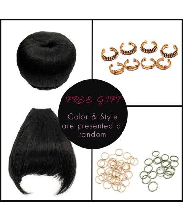 VAVANGA Hair Bun and Bang Set - Synthetic Quick Bun N Bang Clip for Black Women (#1B J072) - BUN-4 BANGs-10 - China Bang Hair Piece - Buy Online on GoSupps.com