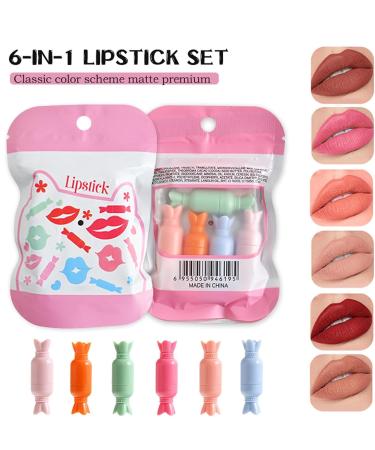 Small Makeup Lipstick Set Cute Lipsticks - 6x Long-Lasting Velvet Lip Gloss Kit Matte Lip Tint for Travel Dates etc. - Buy Online on GoSupps.com