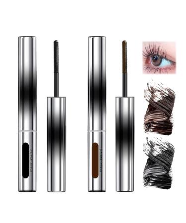 LaoSShu Hair-free metal mascara extra-fine washable hair-free metal mascara extreme length lashes waterproof and long-lasting (Color: Black+Brown)