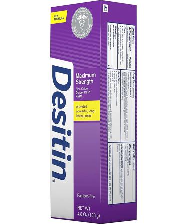 Desitin Maximum Strength Diaper Rash Cream - 40% Zinc Oxide - 4.8oz (Pack of 1) - Buy Online on GoSupps.com