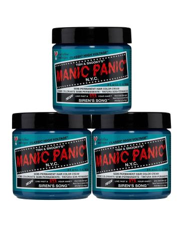 Manic Panic Siren's Song Classic Creme Vegan Cruelty Free Green Semi Permanent Hair Dye 3 x 118ml Siren's Song 118 ml (3Pack)