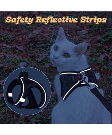 Escape Proof Cat Harness and Leash for Walking - Adjustable Reflective Mesh Vest for Comfort Fit - XS Black - Buy Online on GoSupps.com
