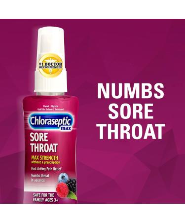 Chloraseptic Max Strength Wild Berries Sore Throat Spray 4 fl oz & Ricola Caramel Throat Drops with Liquid Center 34 Count - Buy Online on GoSupps.com