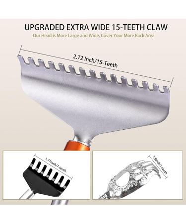 Azymi Long Extendable Back Scratcher for Men | 15-Teeth Claw & Solid Wooden Handle | Sturdy Steel Hand Massager (62cm) - Perfect for International Shipping - Buy Online on GoSupps.com