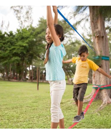 HearthSong 50'L Slackline Balancing Training Line Challenge with Carrying Bag, Supports 800 lbs.