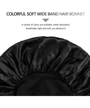AliLeader 2Pcs Silk Hair Bonnet for Sleeping - Black+Leopard | Soft Satin Sleep Cap for Curly Hair - Buy Online on GoSupps.com