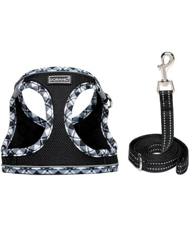 Doramio Reflective Dog Harness & Leash for Small Dogs & Cats | Breathable Step-In Safety Design - XL Black - Buy Online on GoSupps.com