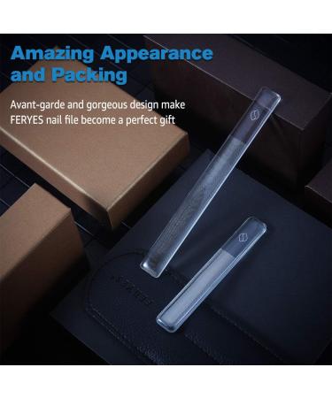 FERYES Upgrade Glass Nail Files Set Professional Crystal Nail Files Manicure Pedicure Kit for Natural Nails Nano-Particle Technology Crystal Finger Glass Nail Files with Leather Organization Slot - Buy Online on GoSupps.com