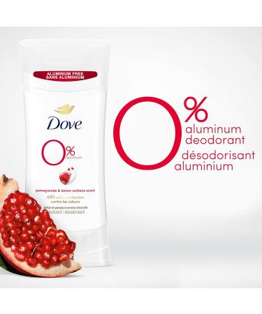 Dove 0% Aluminum Deodorant Stick Non-irritating Deodorant for Underarm Care Pomegranate and Lemon Verbena Kindest Aluminum free Deodorant 2.6 oz Pomegranate and Lemon Verbena 2.6 Ounce (Pack of 1) - Buy Online on GoSupps.com