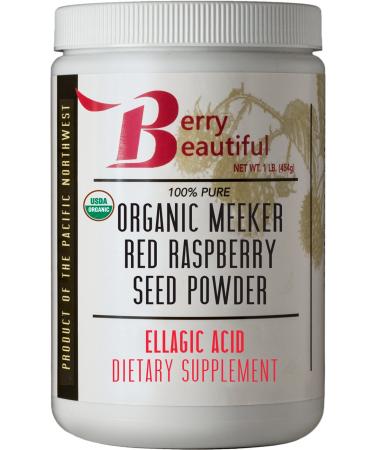 Berry Beautiful Certified Organic Meeker Red Raspberry Seed Powder - 1 lb (454 Grams) - Ellagic Acid and Ellagitannins Supplement - Milled from organically Grown Seed That is Cold Pressed