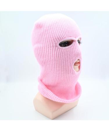 LINSOCLE 2PCS Balaclava - 3-Hole Storm Mask | Knitted Hood & Ski Cap for Motorcycle & Bicycle | Black & Pink - Buy Online on GoSupps.com