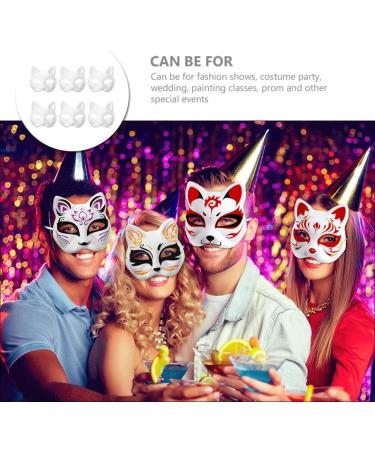 Shop Kichvoe Cat Masks - 6-Piece Kitsune Fox Half Masks | DIY White Animal Face Covers for Cosplay & Masquerade Party Accessories - Buy Online on GoSupps.com