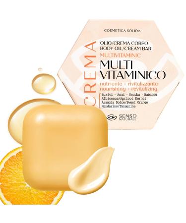 Senso Naturale Multivitamin Solid Body Oil Vitamin C/E Revitalizing Cream for Radiant and Youthful Skin Moisturizing Antioxidant Anti-Stains 100% Natural and Vegan