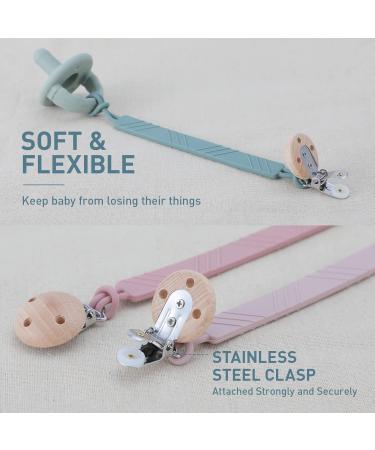 Buy Pacifier Chain Clips - Silicone Pacifier Strap for Baby Girls & Boys (Pack of 2) - Hunter Green & Misty Jade - International Shipping Available - Buy Online on GoSupps.com