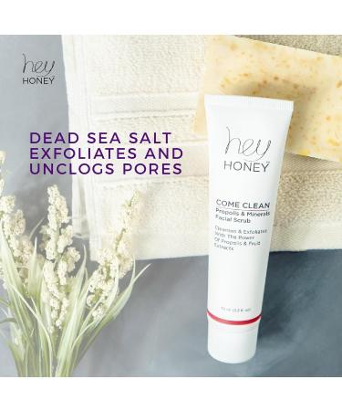 Hey Honey Come Clean Propolis & Mineral Facial Scrub - Gentle Exfoliating Dead Sea Salt Scrub for Sensitive Skin | 110ml (3.7 oz) | International Shipping Available - Buy Online on GoSupps.com