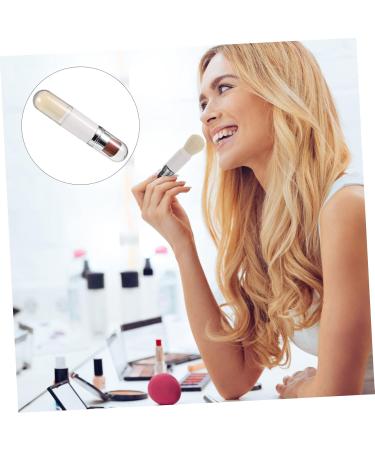 Telescopic Makeup Brush | Dual-Head Foundation & Blush Brush for Flawless Application | 13.5x2.6cm - Silver - Buy Online on GoSupps.com