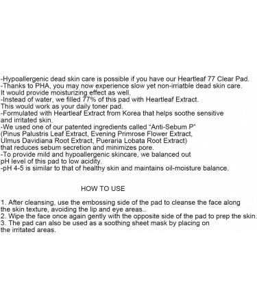 Heartleaf 77 Clear Pad 70 Sheets 5.4 fl.oz PHA Dead Skin Care Low pH VEGAN - Buy Online on GoSupps.com