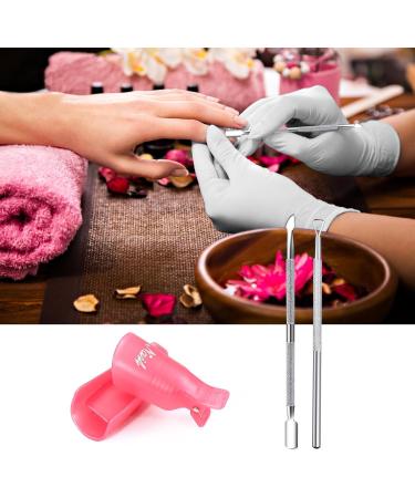 Qufiiry 10 Pcs Nail Soak Off Clips - Pink Nail Polish Remover for Finger UV Gel Polish Removal | Includes 2 Cuticle Pushers - Buy Online on GoSupps.com