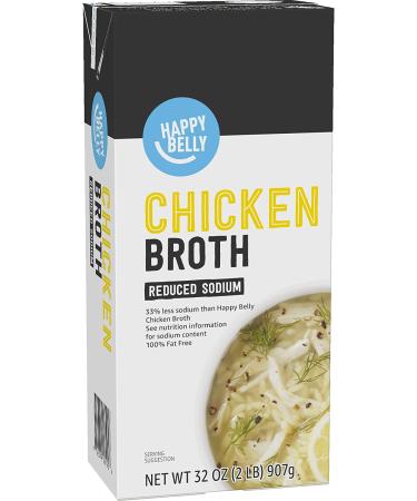 Amazon brand - Happy Belly Reduced Sodium Chicken Broth  32 Ounce - Buy Online on GoSupps.com