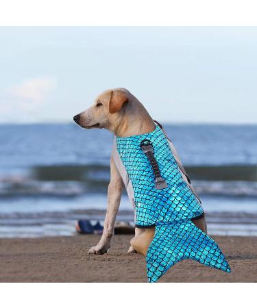 Rozkitch Large Mermaid-Blue Dog Life Jacket for Swimming and Boating - Adjustable Pet Floatation Vest with Handle for Pool and Beach Safety - Buy Online on GoSupps.com