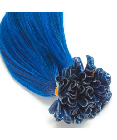 Blue Keratin Bonding Extensions | 100% Remy Human Hair | 50x1g U-Tip | Smooth Strands | 45cm Long Blue Hair Extensions - Buy Online on GoSupps.com