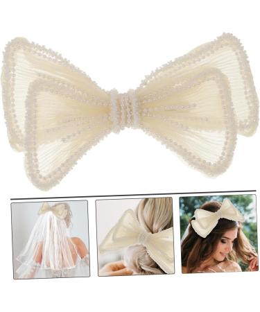 FOMIYES 1pc Bow Hairpin Wedding Hair Clips for Brides Vintage Hair Bows Hair Accessories for Women Wedding Hair Bows Barrettes Bowknot Hairpins Cotton Yarn Girl White Dress Crocodile Skin - Buy Online on GoSupps.com