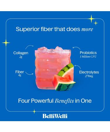 Belli Welli Daily Fiber Supplement Bundle - Cucumber Lime Mint & Watermelon - with Collagen Probiotics & Electrolytes - Refreshing Wellness Flavors 32 Total Servings - Buy Online on GoSupps.com
