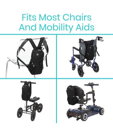 Vive Cylinder Backpack - Portable Tank Carrier for Medical Equipment - Adjustable Fit for Wheelchair, Rollator, Scooter - Black - Buy Online on GoSupps.com